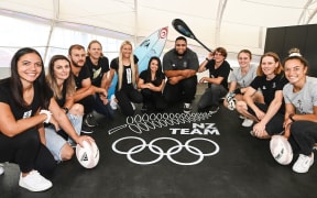 Ella Williams,Justina Kitchen, Stacey Flulher, Dan Wilcox, Anna Leat, Theresa Fitzpatrick, Andrea Anacan, Lukas Walton, Callum Gilbert, Paul Snow Hansen and David Liti.
New Zealand Olympic Committee 100 Days to Tokyo Olympic Games at The Cloud, Auckland CBD on Wednesday 14th April 2021.