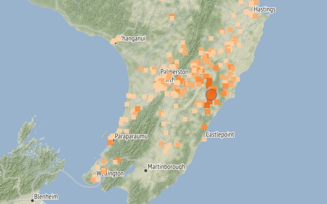 The quake was recorded north-east of Pongaroa in the Tararua District at 11.47am on Thursday.