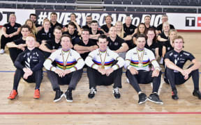 The New Zealand track cycling team at the recent world champs in London.