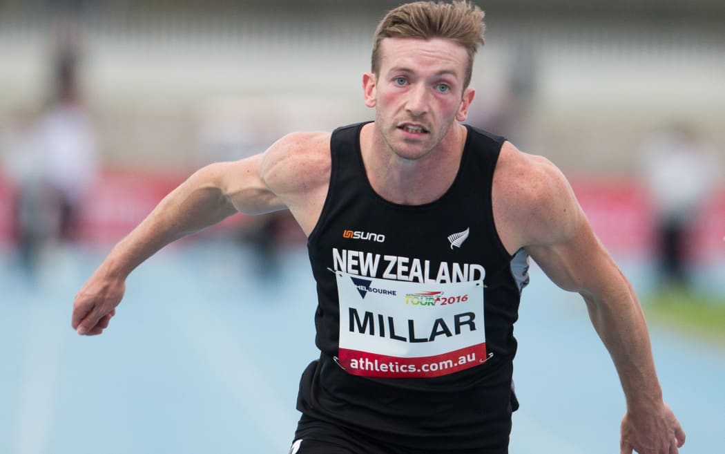 New Zealand sprinter Joseph Millar competing in the 100m at an IAAF event in Melbourne, 2016.