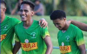 Lupe players celebrate another goal in the Oceania Champions League qualifying tournament in February