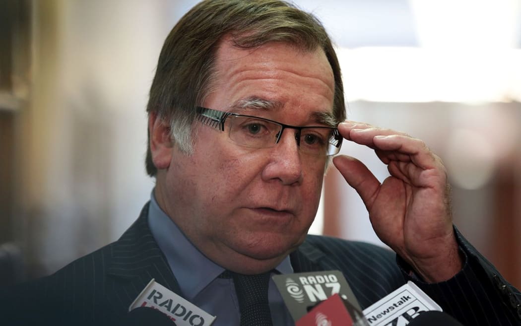 Murray McCully talking to reporters on Wednesday.