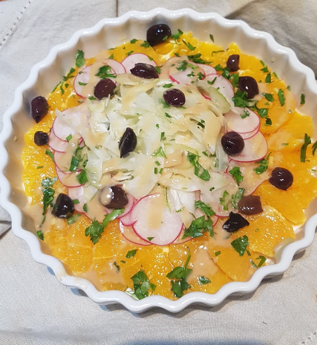 Fennel, orange, radish and olive salad