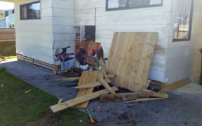 A gas main was ruptured when a car crashed into this Upper Hutt house.