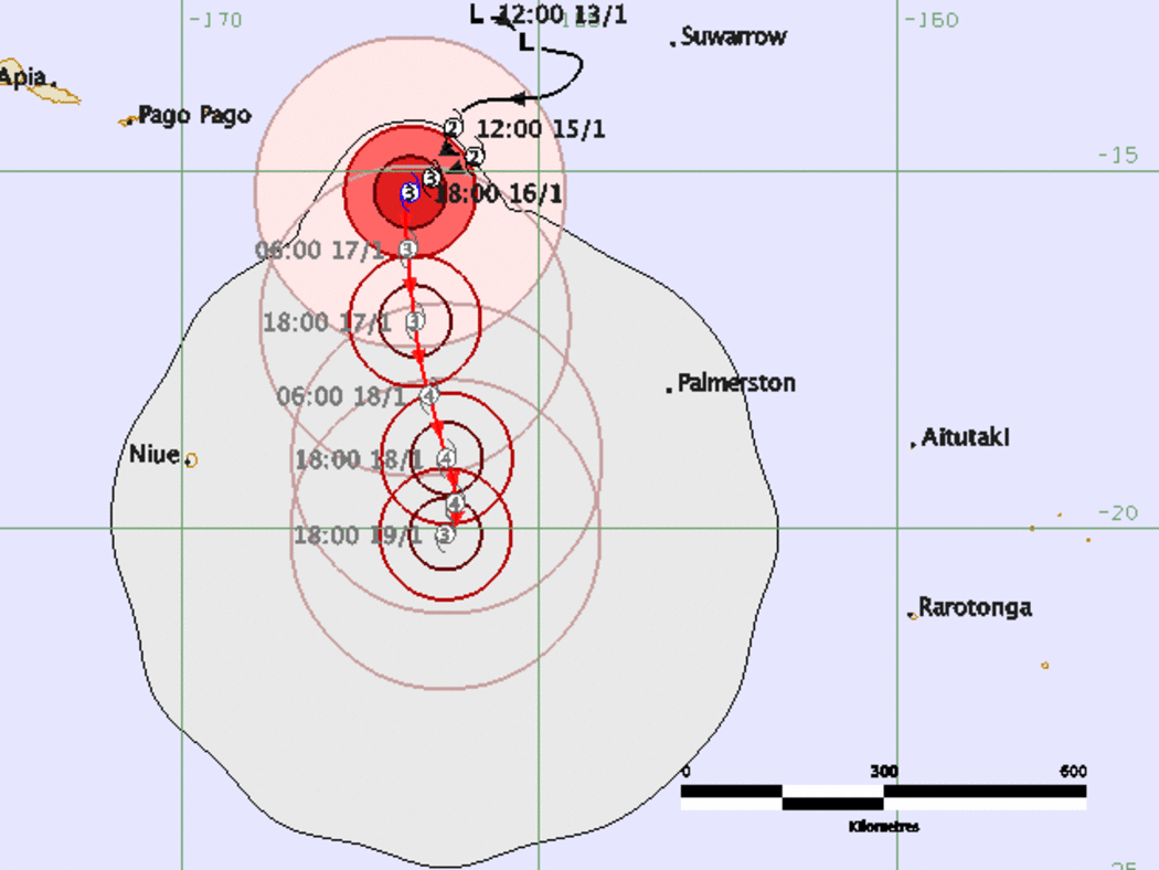 Tropical Cyclone Victor forecast track map.