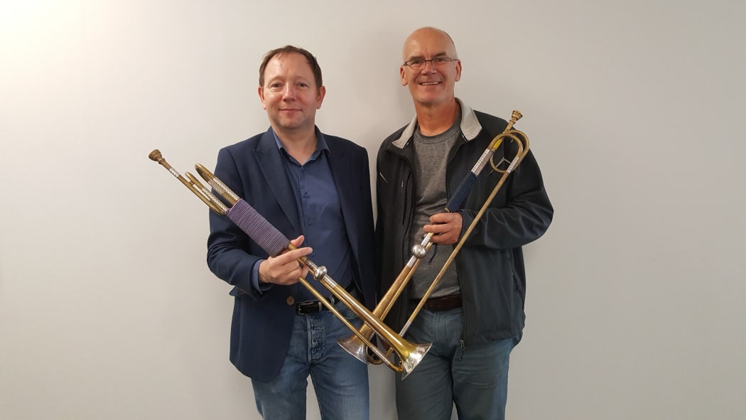 Gordon Lehany and Peter Reid with their natural trumpets