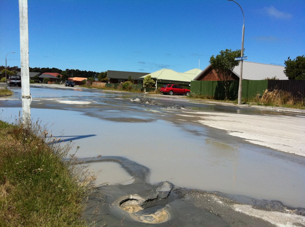 Liquefaction following Friday's quake.
