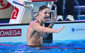 Lewis Clareburt of New Zealand wins the Men’s 400m Individual Medley final at the World Aquatics Championships in Doha 2024