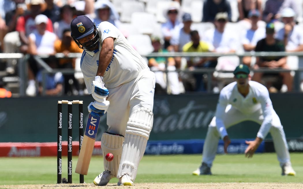 India's Virat Kohli plays a shot during the second day of the second cricket Test match between South Africa and India at Newlands stadium in Cape Town on January 4, 2024.