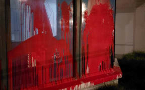 Pro=Palestine group splashes red paint on Christopher Luxon's office building in Auckland overnight.