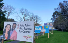 Billboards of candidates standing for Auckland Council elections