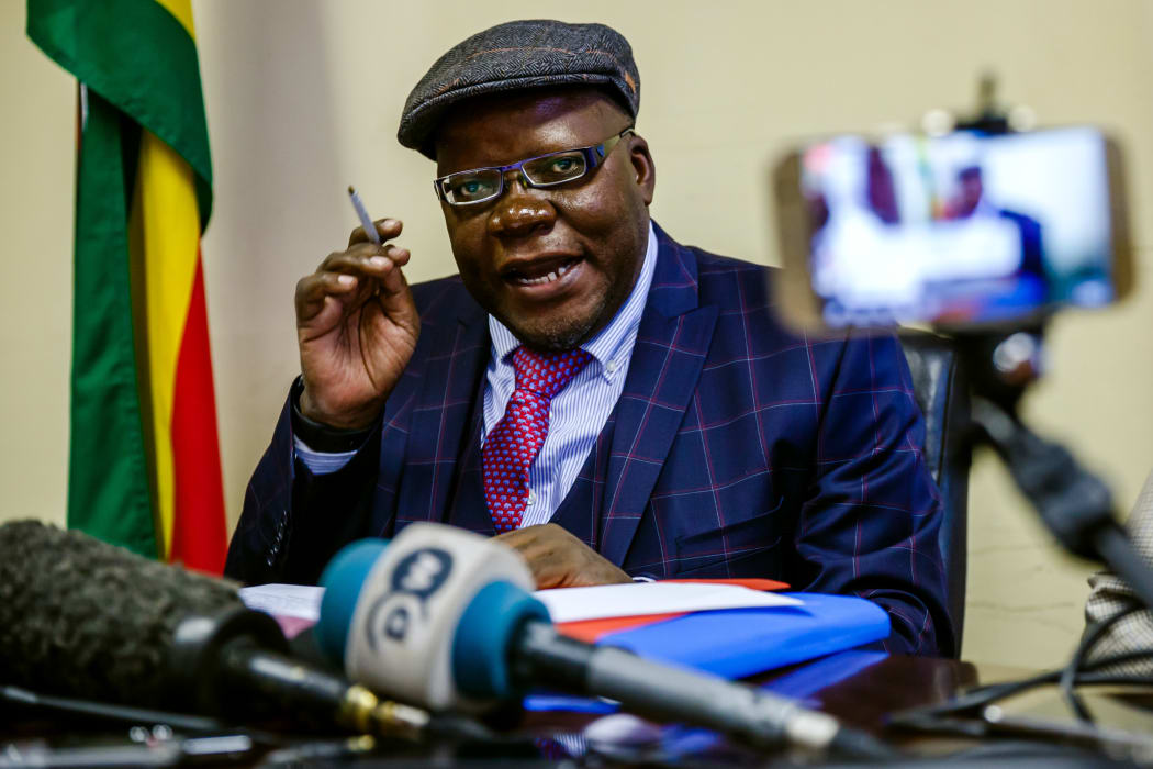 MDC Alliance Spokesperson Tendai Biti speaks during a press conference.