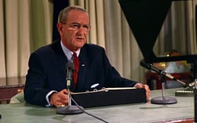 US President Lyndon B. Johnson announces his decision not to run again in March 1968.