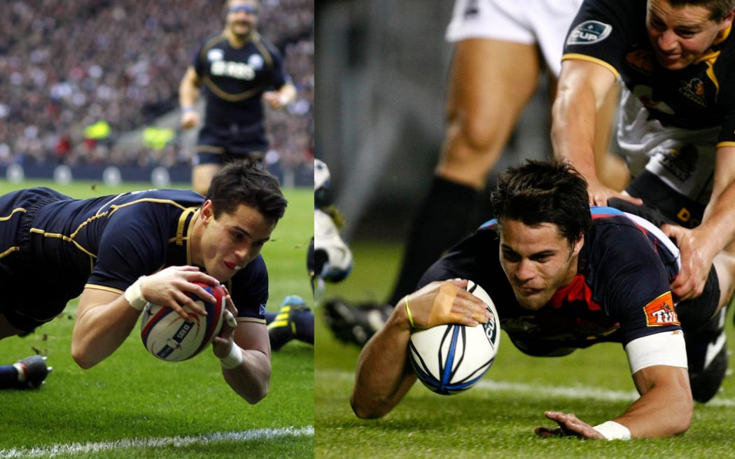 Sean Maitland scores for the Scots in 2013 and Canterbury in 2009.
