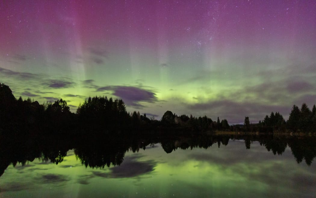 Nick Keizerwaard captured the aurora early in the morning on 29 June from Lake Henry in Te Anau.