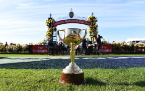The Melbourne Cup in the mounting yard on Melbourne Cup Day at Flemington Racecourse in Melbourne, Tuesday Nov. 3, 2015.