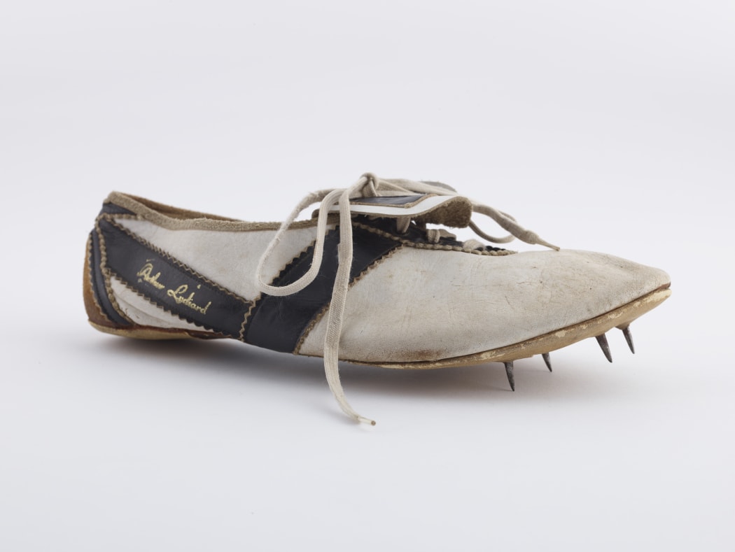 A shoe Peter Snell wore when he won gold at the 1960 Olympics in Rome.