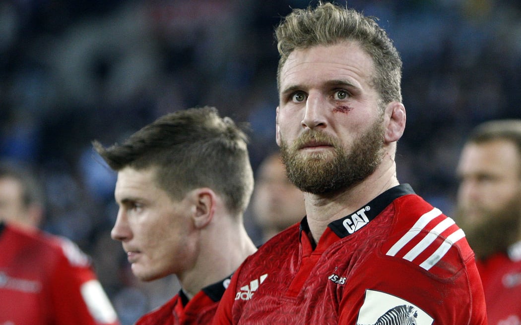 The Crusaders' All Blacks Kieran Read and Colin Slade.