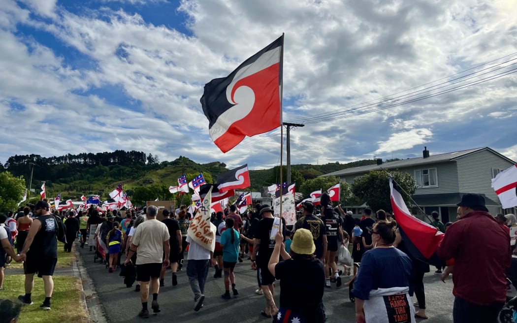 The Tai Rāwhiti hīkoi last month in support of the nationwide hīkoi protesting against issues impacting Māori, including the ACT Party's Treaty Principles Bill.