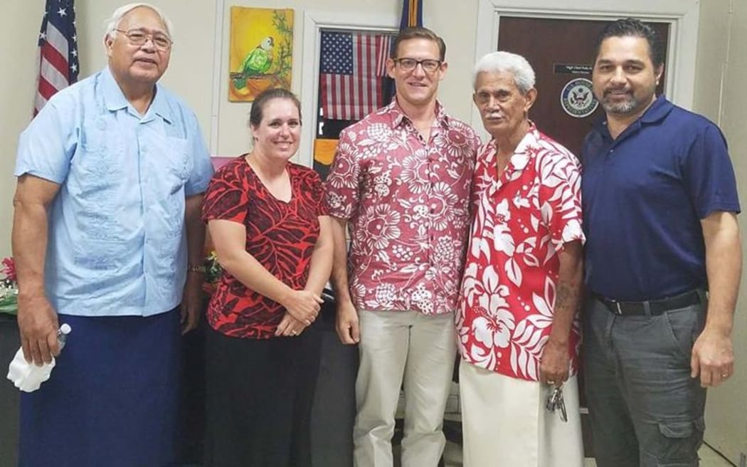 US Secret Service Agent in Charge in Guam, Brian Lewin, (centre), visits American Samoa