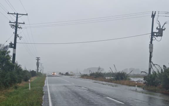 State Highway 67 from Westport to Cape Foulwind during heavy rain in early February 2022.