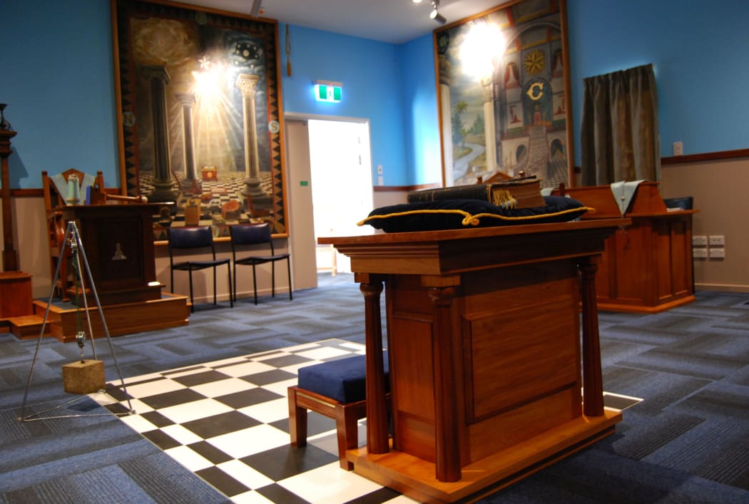 The altar stands proudly in the Freemasons new centre in Christchurch  
- the Canterbury Kilwinning Lodge.