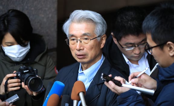 Junichiro Hironaka, a chief lawyer of Carlos Ghons, speaks to media in Tokyo on December 31, 2019.