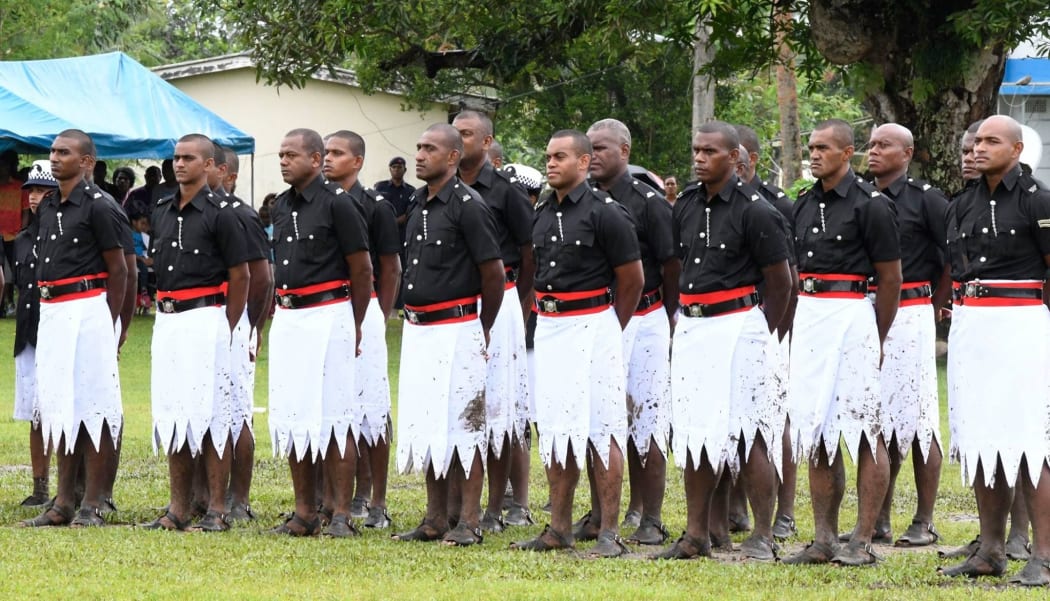 New recruits at Fiji Police Force passing out parade December 2017