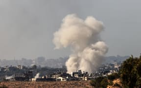 Smoke billows during the Israeli military bombardment of the northern Gaza Strip on November 15, 2023, amid the ongoing battles between Israel and the Palestinian group Hamas.