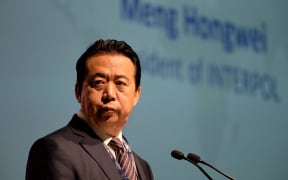 Interpol president Meng Hongwei gives an address at the opening of the Interpol World Congress in Singapore In July 2018.