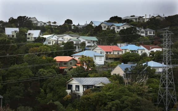 An image of houses among trees on a hill.
