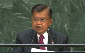 Indonesia's vice president Yusuf Kalla addresses the UN General Assembly