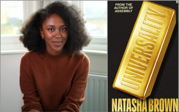 Image of Natasha Brown and the cover of her book.