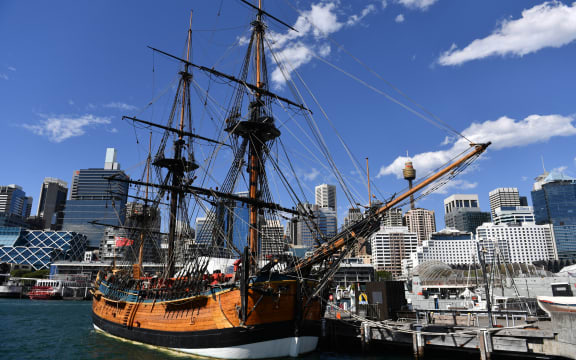A replica of Captain Cook's ship 'Endeavour' is seen at the Australian National Maritime Museum in Sydney.