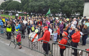 The rally at Parliament on Thursday.