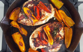 Pan-seared Chicken Breasts with Baby Peppers