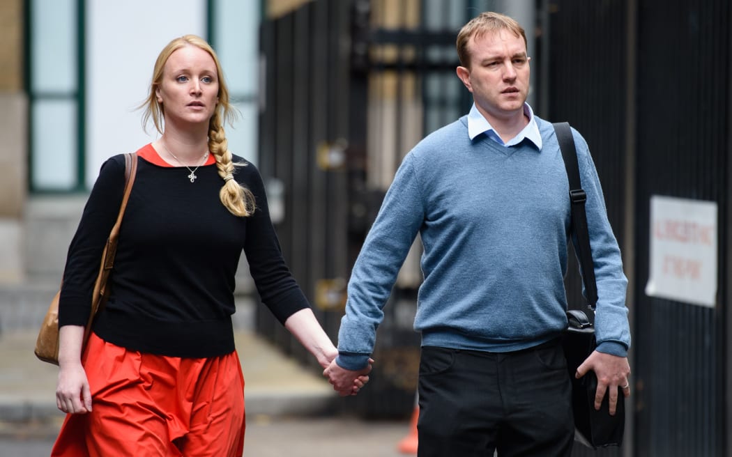 Tom Hayes arriving at Southwark Crown court with wife Sarah, on 27 July.