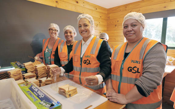 L to R Cherith Evans (Manager), Sister Tunna (Volunteer), Kiri Allan (Labour MP), Alena Swannell (Volunter Coordinator).
