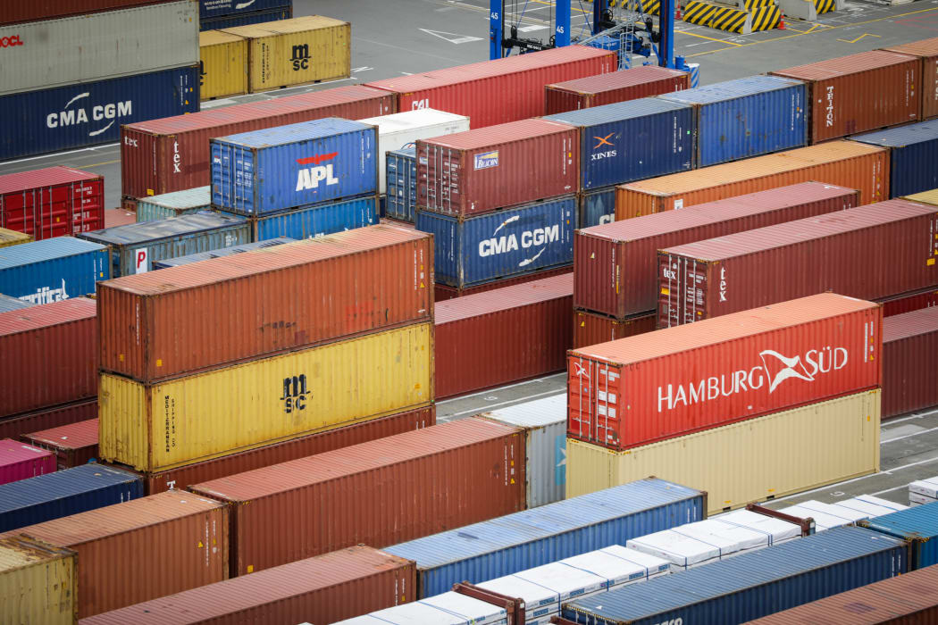 Containers being unloaded at Lyttelton Port