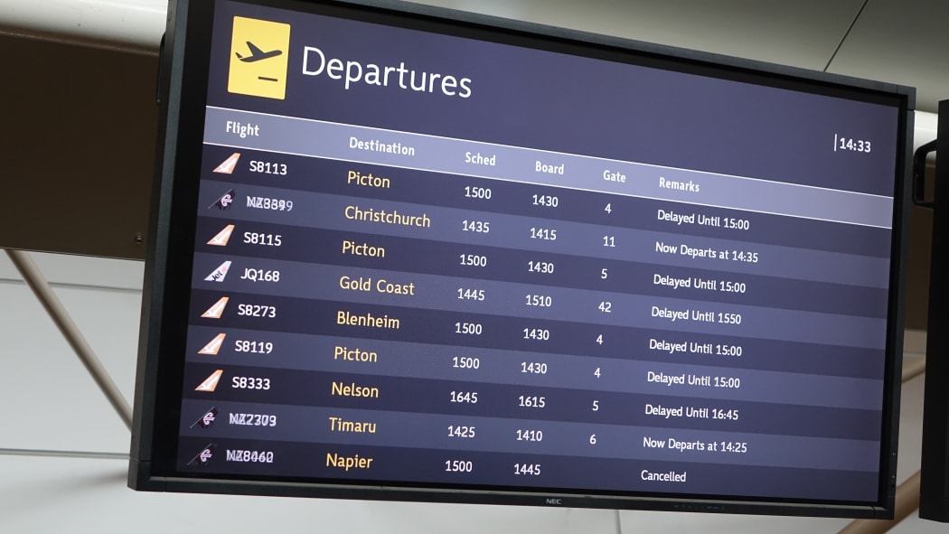 Dozens of flights out of Wellington have been delayed.