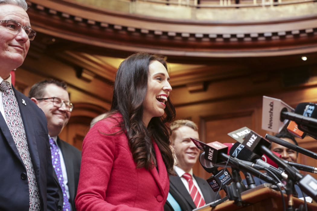 Jacinda Ardern, Labour Party Leader addresses media at Parliament after Little stands down.