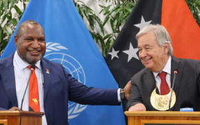 Prime Minister James Marape, left, held bilateral discussions with the United Nations secretary-general António Guterres at his Melanesian House Office in Port Moresby on Tuesday, 2 September 2025. The UN chief is in Papua New Guinea on a four-day official state visit from 2 to 5 September.