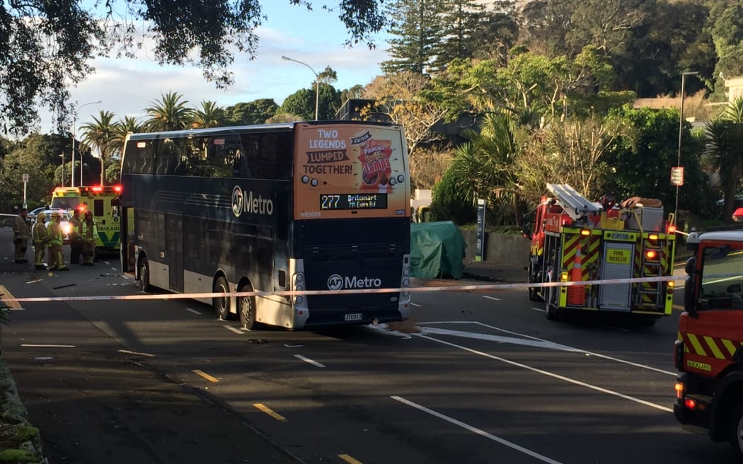 The scene of the crash on Mt Eden Rd.