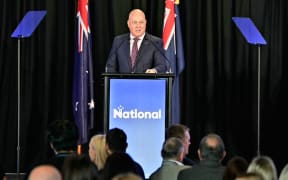 National Party leader Christopher Luxon giving his post-Budget speech at a breakfast meeting in Auckland on 20 May 2022.