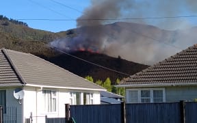 large scrub fire in the hills above Naenae in Wellington