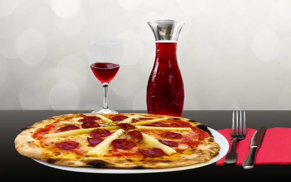 pizza and wine