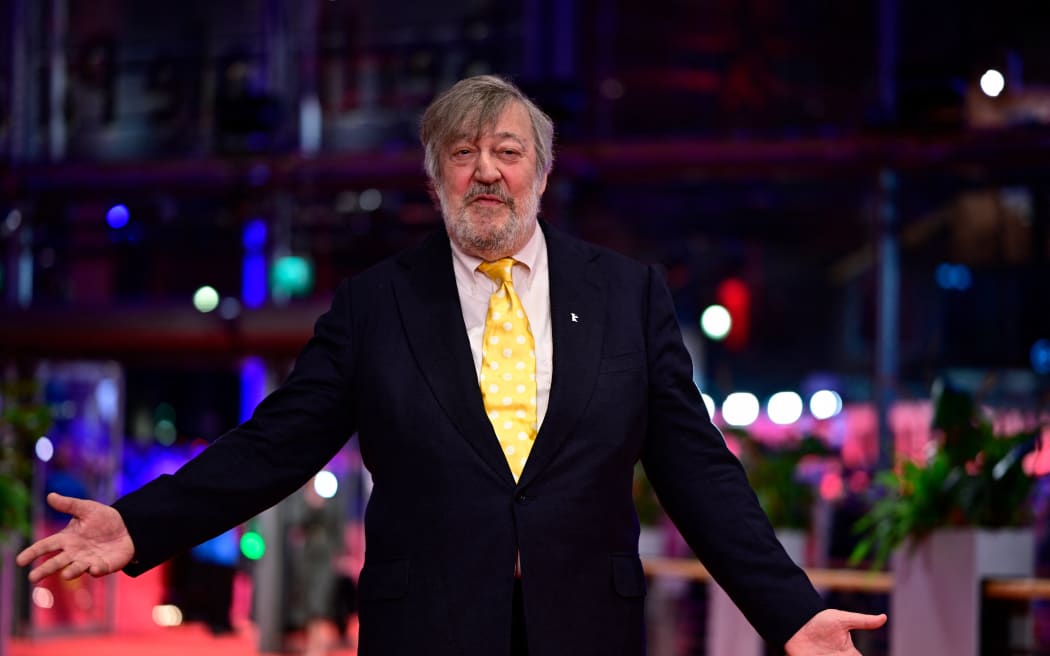 British actor and comedian Stephen Fry poses on the red carpet for the film "Another End" at the Berlinale International Film Festival in Berlin, on 17 February, 2024.