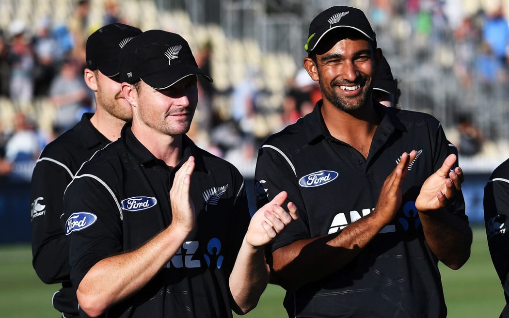 Black Caps duo Colin Munro, left, and Ish Sodhi.