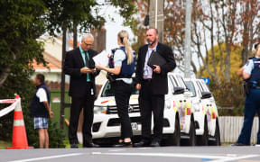 Police at the scene of a homicide investigation May Road Mt Roskill. A woman was found with critical injuries at the property on Friday morning and died shortly afterwards.