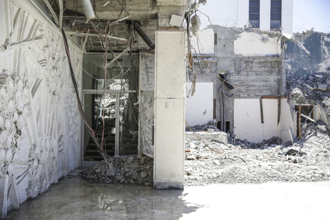 61 Molesworth Street demolition site. A mural may be removed before the final stage of the demolition is completed.